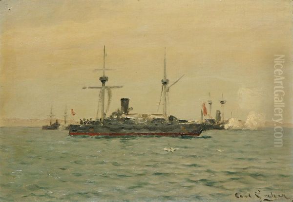 A Danish naval squadron at sea. - view 1