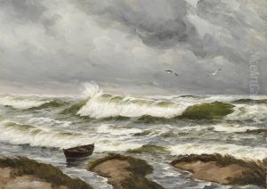 Surf, dark clouds are gathering. by Carl Locher