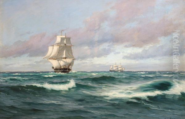 Sailing ships at sea. - view 1