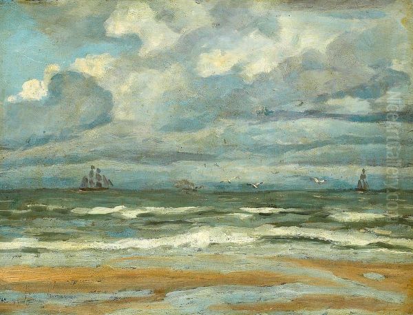 The sea with ships and seagulls. - view 1