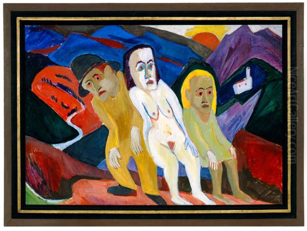 Drei Menschen in Landschaft - view 1