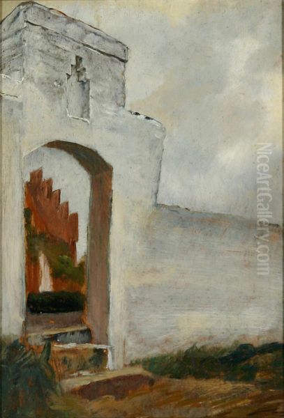 The gate at the entrance to the church of Hoje Taastrup. - view 1