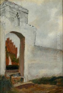 The gate at the entrance to the church of Hoje Taastrup. by Laurits Andersen Ring