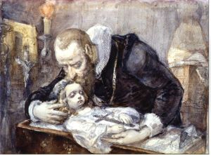 Jan Kochanowski over the dead body of his daughter, Urszulka by Jan Matejko