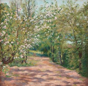 Spring landscape with flowering trees by Ida Gisiko-Sparck