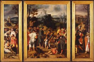 Triptych with the healing of the blind man of Jericho