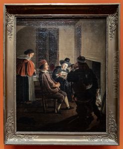 Five people at a fireplace (The letter) by Wolfgang Heimbach