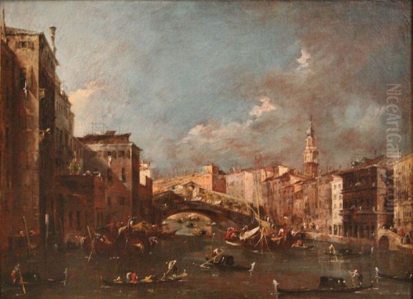Vue du grand canal et du pont du Rialto a Venise - view 1