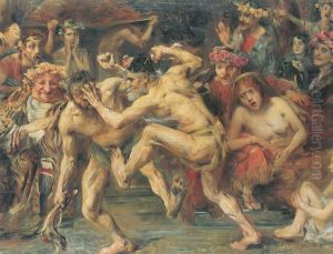 Ulysses fighting the beggar. Ulysses fighting the beggar.