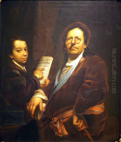 Self-portrait with son - view 1