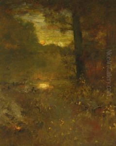Landscape at Sundown; The Close of Day by George Inness