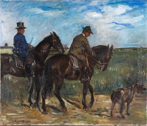 Rider with groom and hound on the estate Klein-Niendorf, Mecklenburg