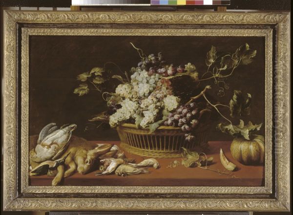 Still life with game and fruit on a table - view 1