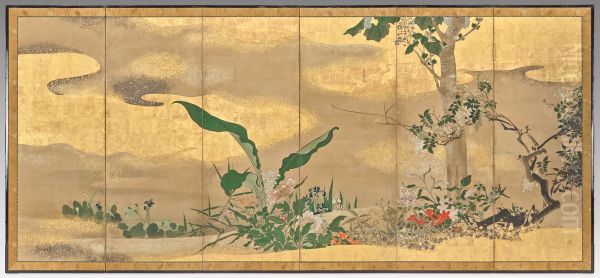 Flowers and Trees of the Four Seasons (right screen) - view 1