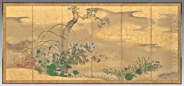 Flowers and Trees of the Four Seasons (left screen) - view 1