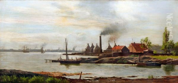 Gl. Kalkbraenderi set fra nord. August Fischer 1885 - view 1