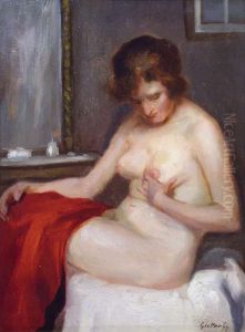 Sitting Female Nude by Gyula Glatter