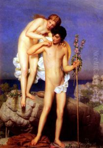 Daphnis et Chloe revenant de la montagne by Marc-Charles-Gabriel Gleyre