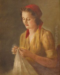 Embroidering Girl