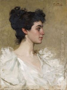 Young Woman in White by Giuseppe De Sanctis