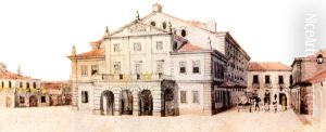 Facade of Sao Joao Theatre in Rio de Janeiro, Brazil