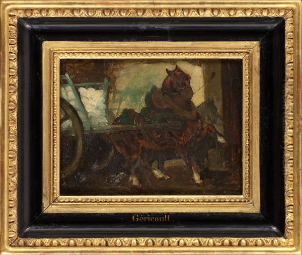 Un cheval attele a un chariot - view 1
