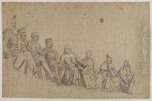 Preparatory drawing for the central part of the ceiling of the Salon des Arcades by Francois-Edouard Picot