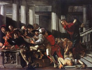 Expulsion de los mercaderes del templo by Cecco Del Caravaggio