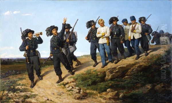 Episodio della guerra del 1859. Ritorno di bersaglieri italiani da una recognizione - view 1