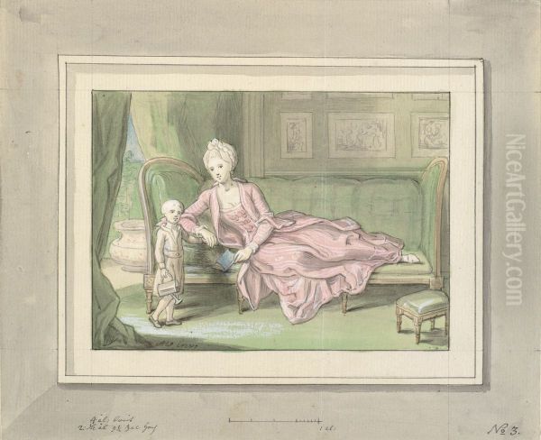 The third sketch for a painting of Caroline Mathilde of Denmark with crown prince Frederik. - view 1