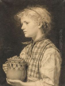 Girl with jug by Albert Anker