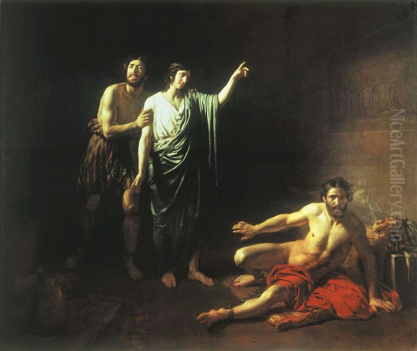 Joseph interprets the butler's and the baker's dreams - view 1