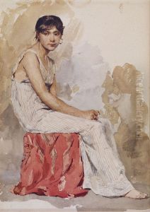 Seated young woman to the right Seated young woman to the right