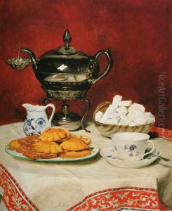 Silver teapot by Albert Anker