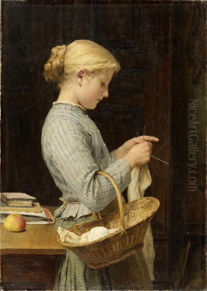 Strickendes Madchen - view 1