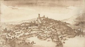 View Of Castel Di Poggio, Tuscany by Remigio Cantagallina