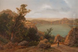 Genzano at Lake Nemi by Karl Gustav Rodde