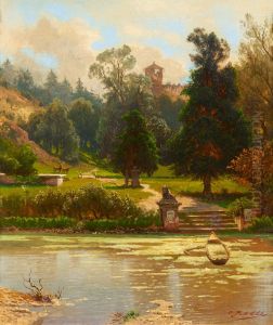 At the castle pond by Karl Gustav Rodde