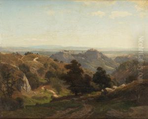 Landscape with a castle by Karl Gustav Rodde