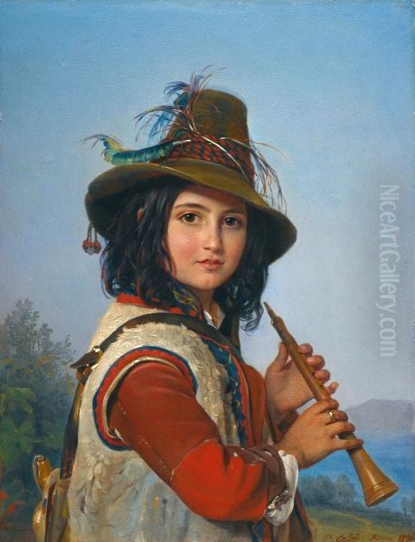Portrait of an Italian shepherd boy with a flute - view 1