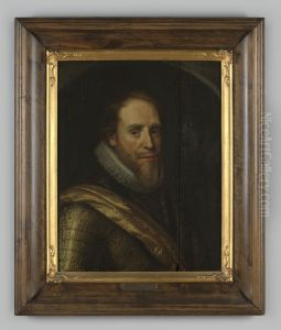 Portret "Prins Maurits" op hout door Michiel van Mierevelt, circa 1615 by Michiel Jansz. van Mierevelt