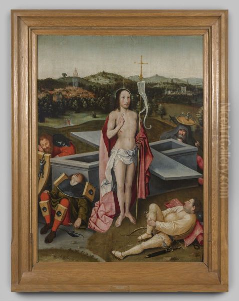 Paneelschildering "De opstanding van Jezus" op eikenhout, navolger van Jheronimus Bosch, tweede helft 16e eeuw - view 1