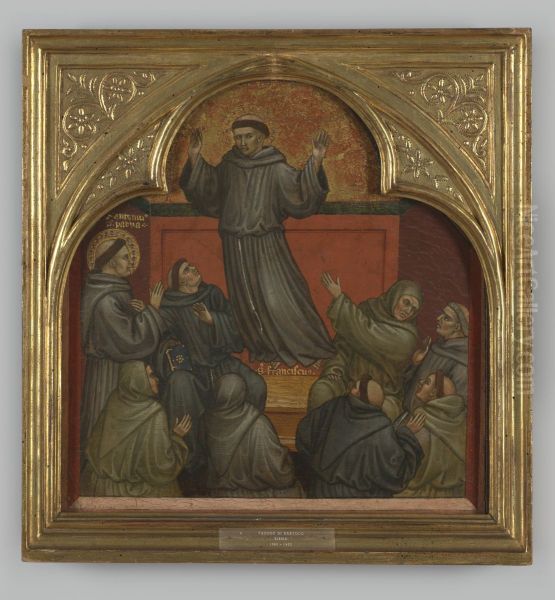 Paneelschildering "Wonder van de H. Franciscus" op hout door Taddeo di Bartolo, 1403. Siena - view 1