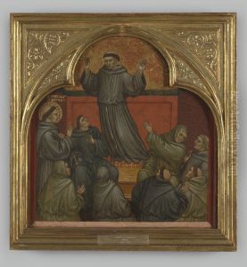 Paneelschildering "Wonder van de H. Franciscus" op hout door Taddeo di Bartolo, 1403. Siena