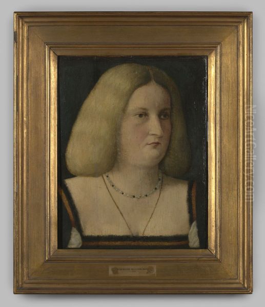 Portret "Onbekende vrouw" op hout door Vincenzo Catena circa 1525 - view 1