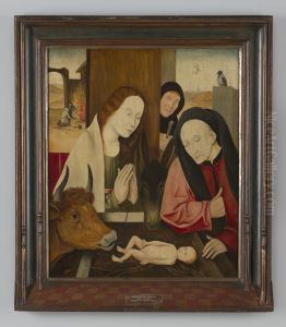 Paneelschildering "Stal van Bethlehem" op hout, navolger van Jeroen Bosch, begin 16e eeuw by Hieronymous Bosch