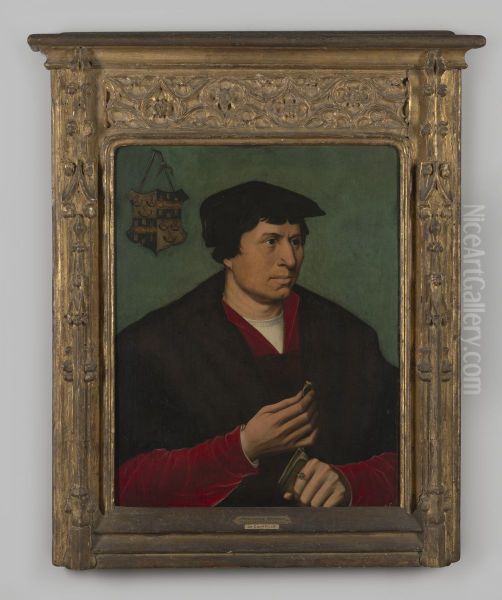 Portret " Vigoureux de Courtville edelman uit Brugge" op hout door Ambrosius Benson, ca.1540 - view 1