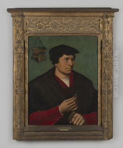 Portret " Vigoureux de Courtville edelman uit Brugge" op hout door Ambrosius Benson, ca.1540