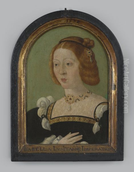 Portret "Isabella van Portugal" op hout, kopie naar Jan Cornelisz Vermeyen, circa 1532 - view 1