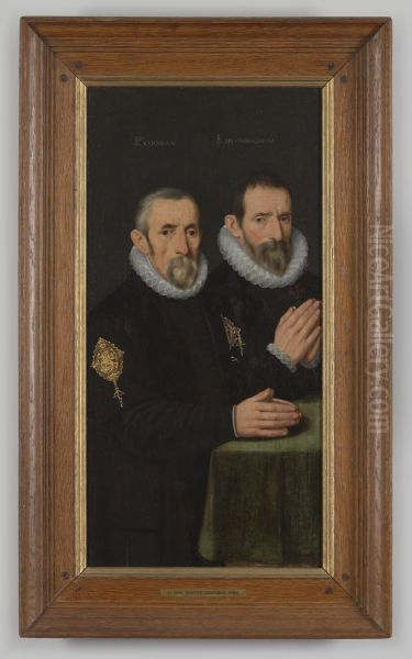 Portret "Twee oversten van een St. Joris schuttersgilde" op hout, toegeschreven aan P. Pourbus jr., ca.1580 - view 1